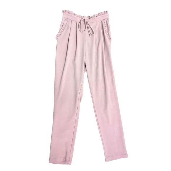 KanCan Pants - KanCan Light Pink / Mauve Ruffle Drawstring Pants Size Small